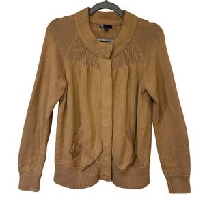 Gap Women's Camel Brown Knit Cardigan‎ Button Front Pockets Size XL